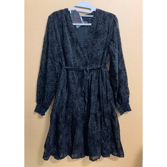 COPPER & BLACK by FAT FACE Burn Out Black LEXI DEVORE Party Dress Sz 8 NWT - Picture 1 of 14